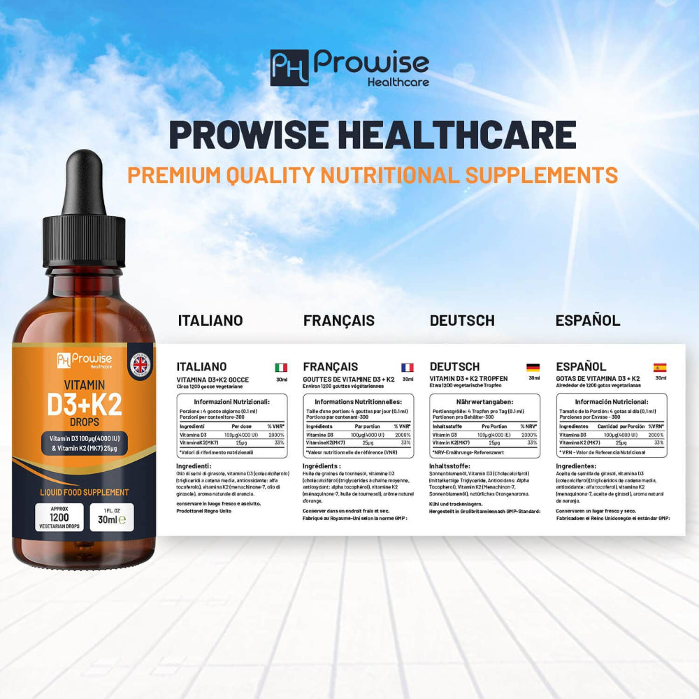 Prowise Healthcare Vitamin D3 4000 IE + K2 MK7 25 µg Tropfen · 30ml – Bild 5