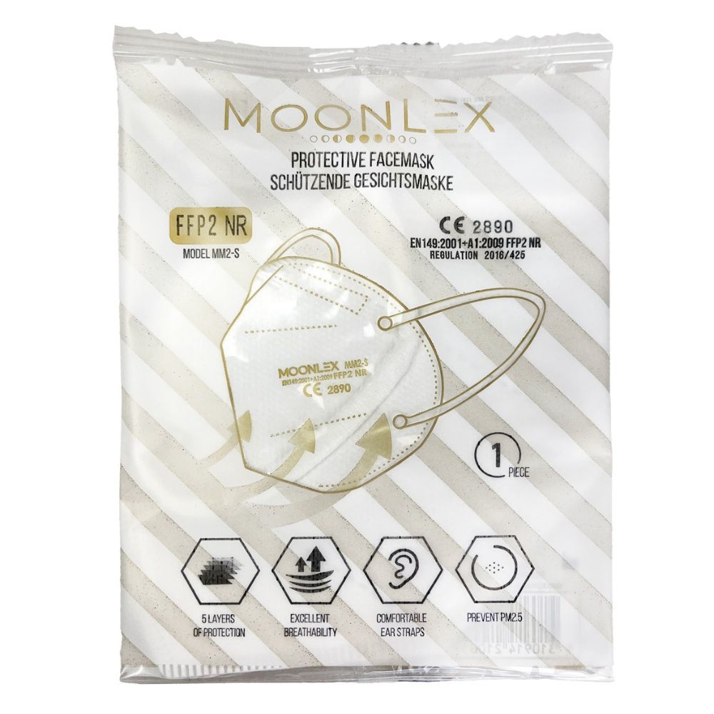 Moonlex | FFP2 Maske 5-lagig einzeln verpackt - Made in Europe - Weiss