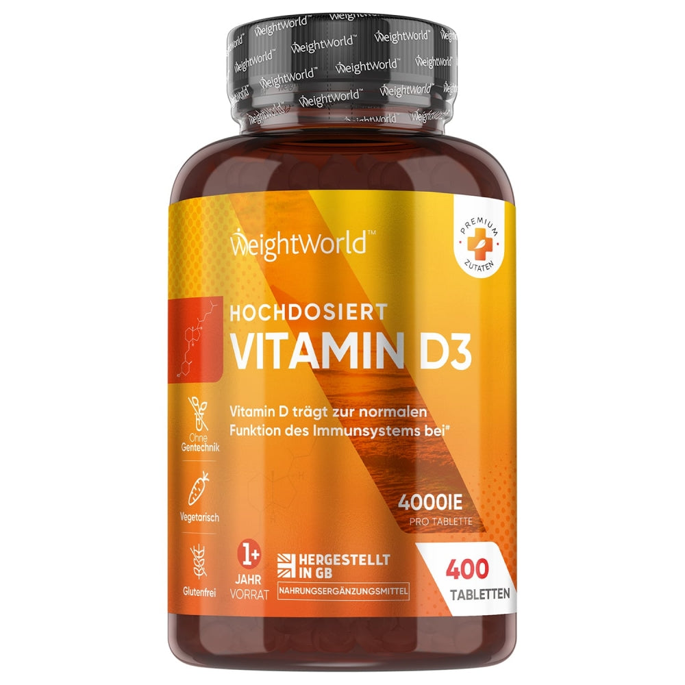 WeightWorld Vitamin D3 4000 IE · Stärkt Knochen, Zähne und Immunsystem · 400 Tabletten