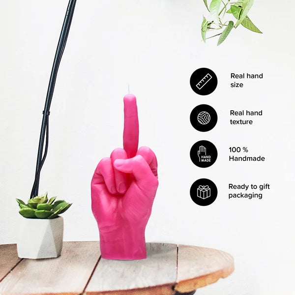 F*uck You Kerze | CandleHand | Handzeichen Mittelfinger | Pink
